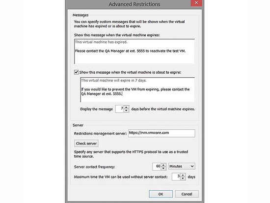Expiring virtual machines with VMware Workstation 11